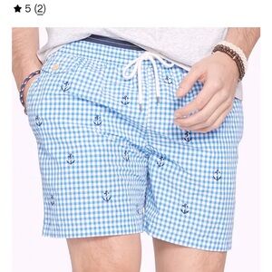 RALPH LAUREN POLO GINGHAM TRAVELER SWIM TRUNKS WITH ANCHORS SIZE XL LNC
